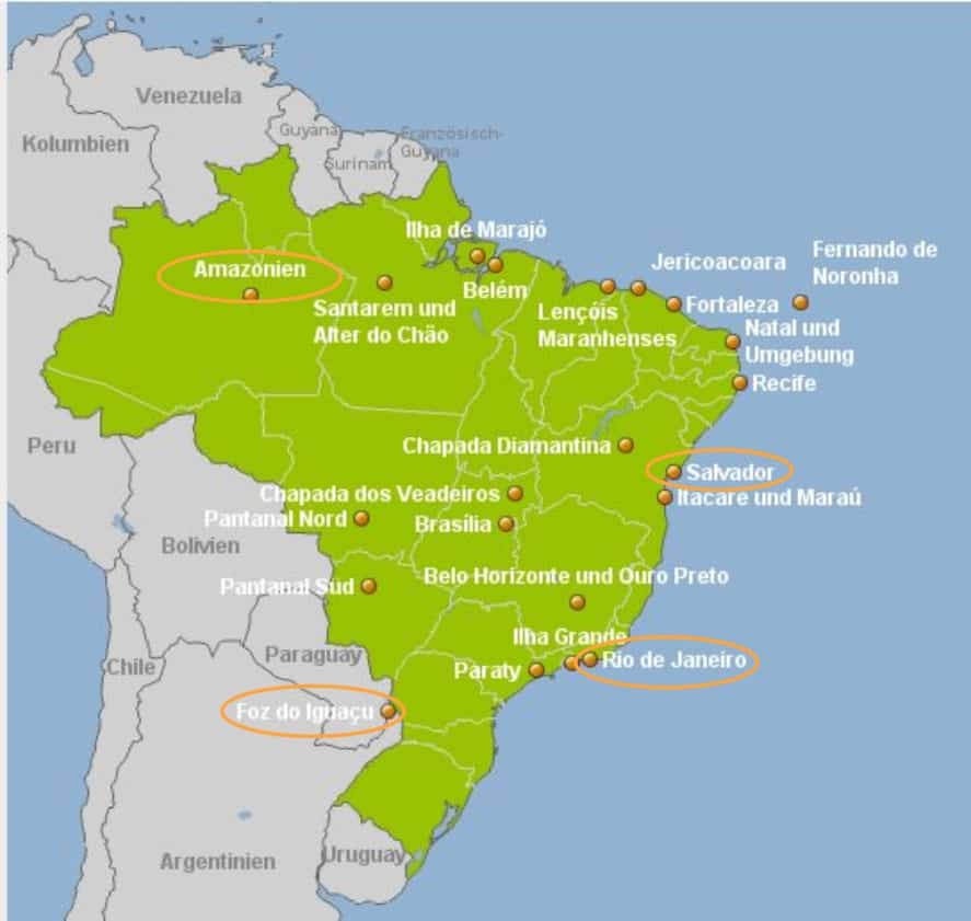 Brasilien Reiseroute
