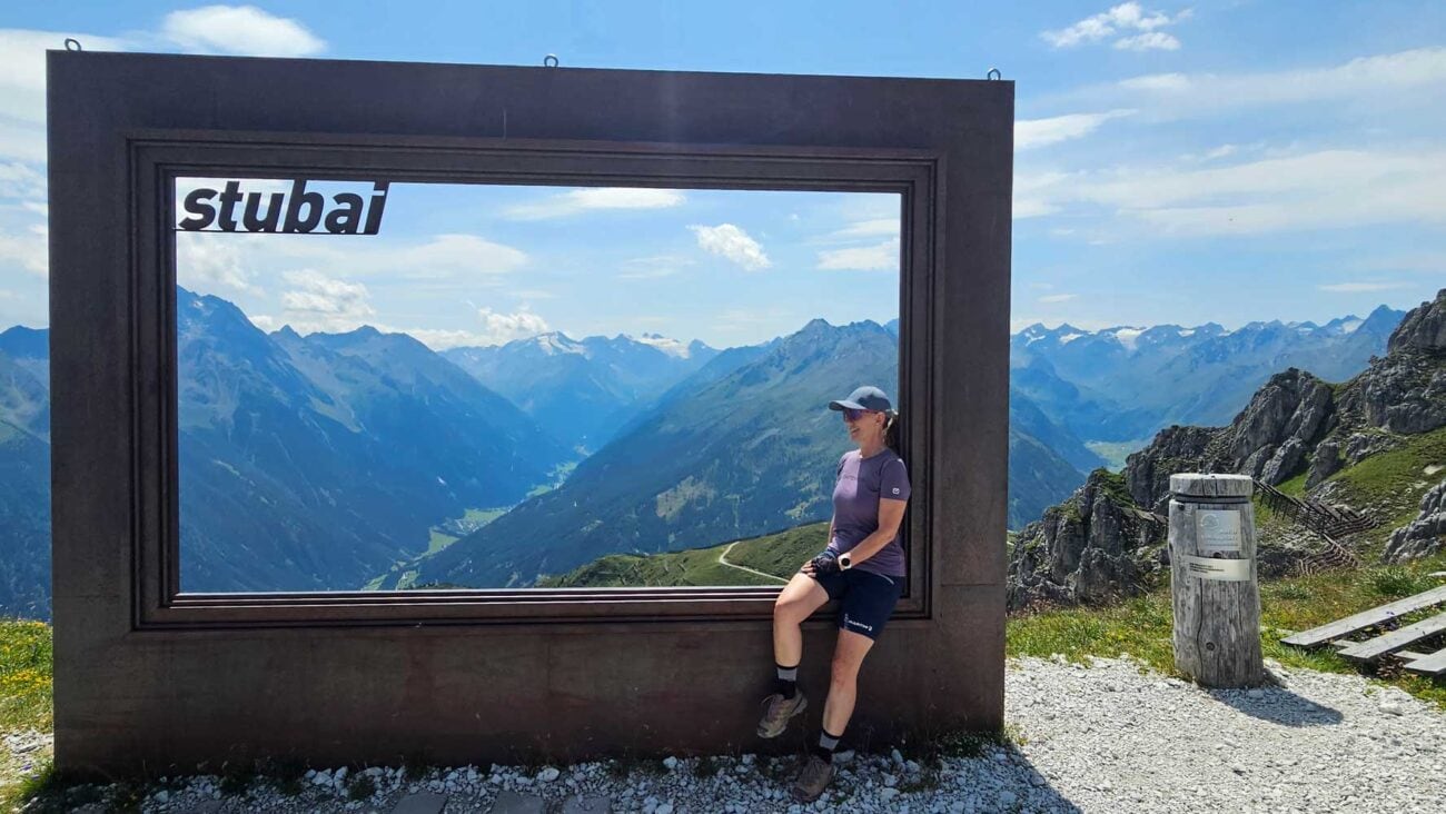 Bloggerin Sabine am Gletscherblick im Stubai Tal